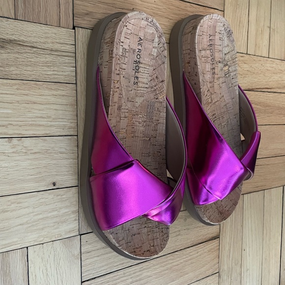 Aerosoles new fushia metallic slides - Picture 2 of 4